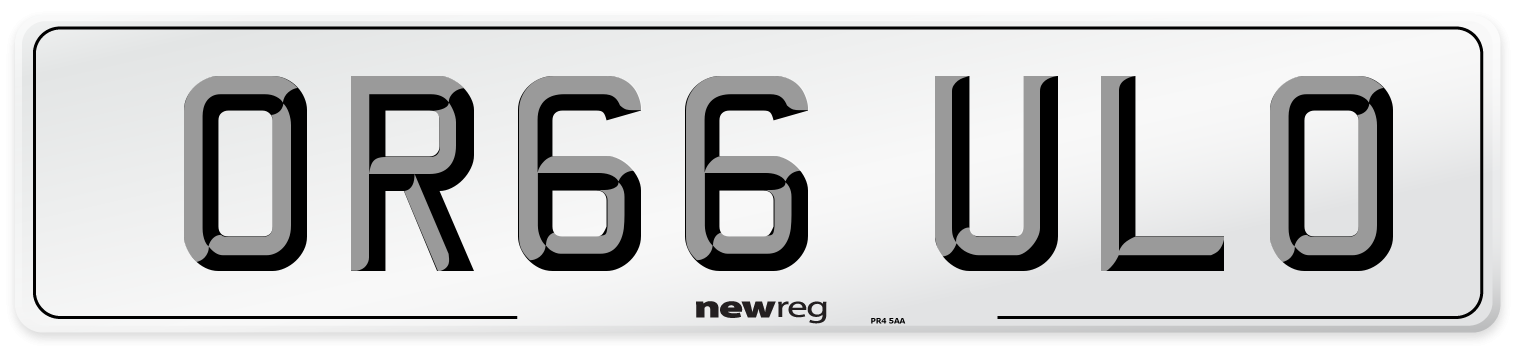 OR66 ULO Number Plate from New Reg